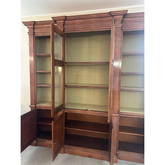 Glass Walnut Display Bookcase, 1980s For Sale - Image 7 of 16