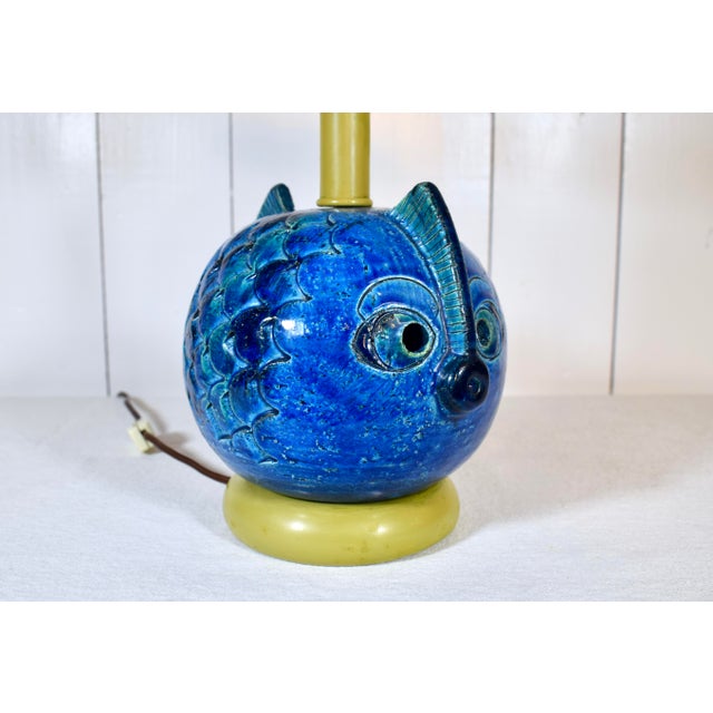 1970s Rimini Blu Ceramic Fish Lamp by Aldo Londi for Bitossi For Sale - Image 10 of 11