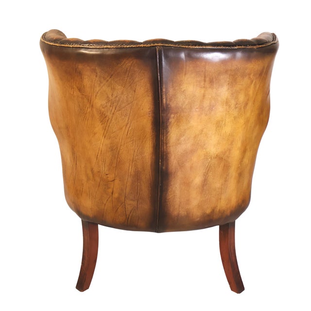 Art Deco Leather Channel-Back Club Chair, English, Ca. 1940 For Sale - Image 4 of 10