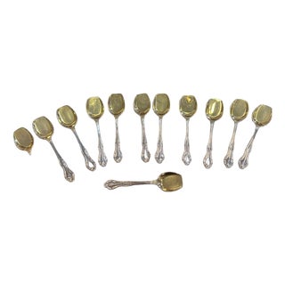Silver-Plated Metal Ice Cream Scoops with Russell Pattern by Mappin & Webb, Set of 12 For Sale
