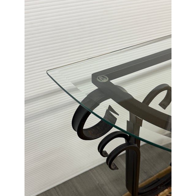 Black In the Style of Tommy Bahama Wrought Iron Console Table For Sale - Image 8 of 11
