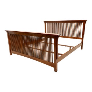 Micheal's Mission by Miller Cherry Arts & Crafts King Size Spindle Bed For Sale