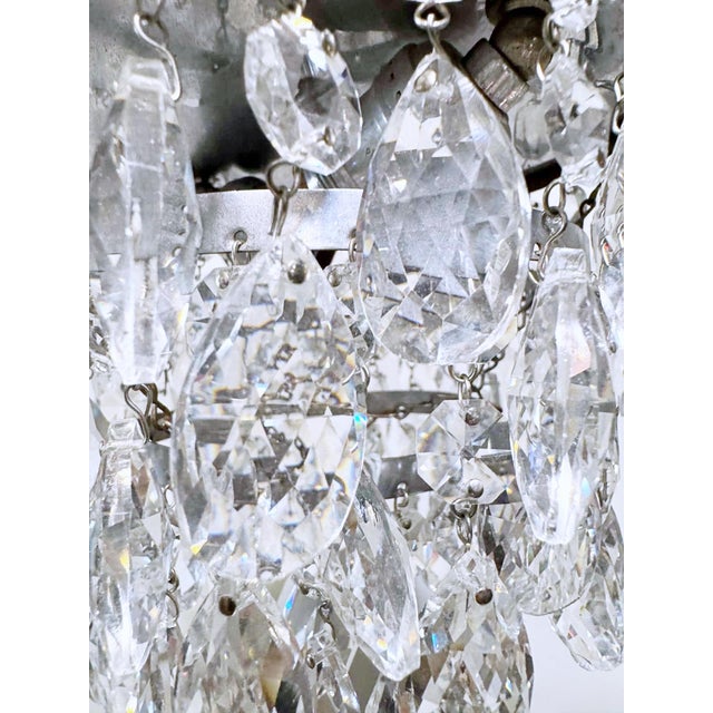 Vintage Brass Crystal Waterfall Chandelier With Cascading Faceted Drops For Sale - Image 4 of 11