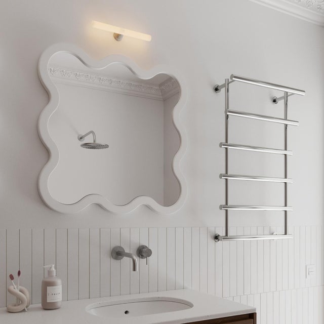 Wood Small Contemporary Rectangular Mirror Made to Order - Blue Hvyli 6 For Sale - Image 7 of 15