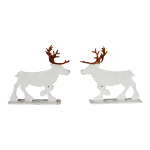 English Salvaged Metal Moose Reindeer, a Pair