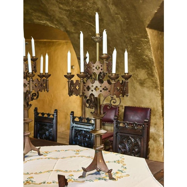 Neo-Gothic Bronze Candlesticks, Set of 2 For Sale - Image 6 of 14