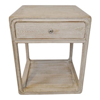 Salvaged Washed Elm Bedside Table / Nightstand For Sale