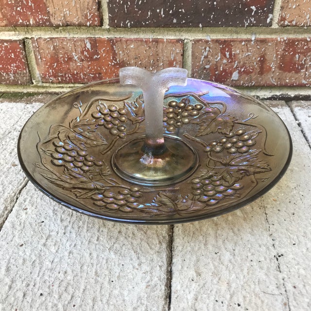 Glass Mid Century Carnival Glass Hordeurves Serving Tray For Sale - Image 7 of 7