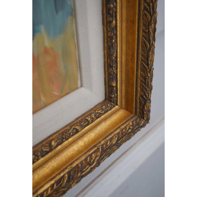 Traditional Artist Signed Vibrant Color Lady in Garden Oil Painting on Canvas For Sale - Image 3 of 13