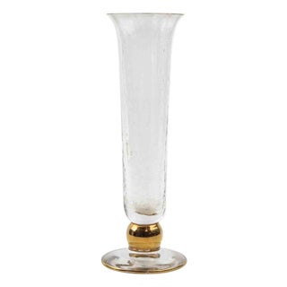 Mid-Century Glass Vase with Gold Overlays, 1930s For Sale