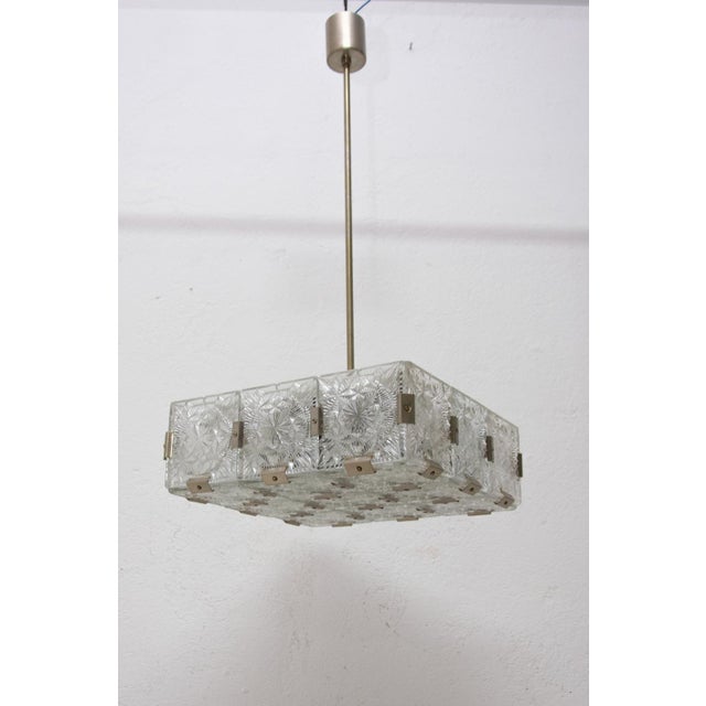 Mid-Century Pendant Lamp in Glass & Chromed Steel from Kamenický Šenov, Czechoslovakia, 1970s For Sale - Image 10 of 15