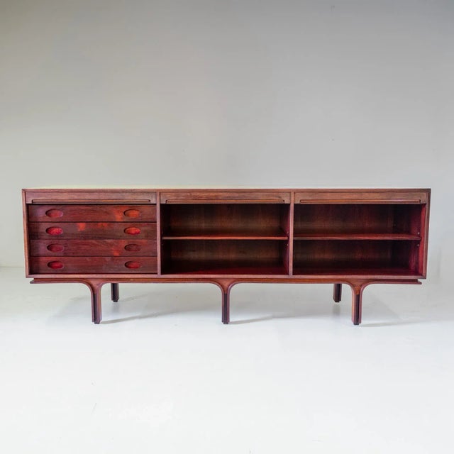 1950s Italian Modern Wood Sideboard with Sliding Doors by Gianfranco Frattini for Bernini, 1950s For Sale - Image 5 of 18