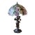Late 20th Century Tiffany Style Figural Lady Stained Floral Table Lamp For Sale