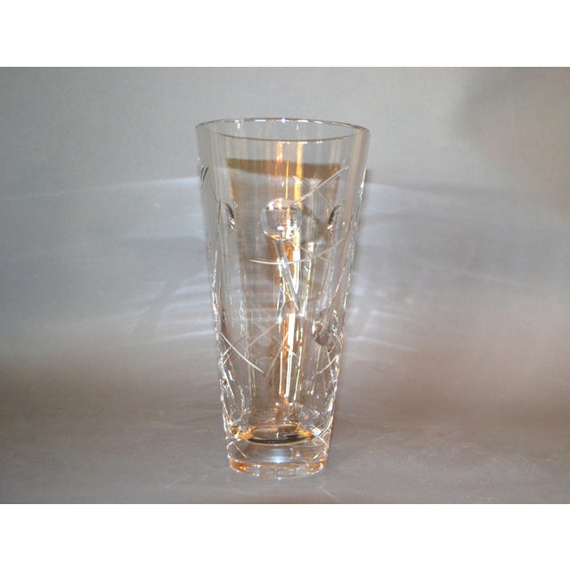 Royal Doulton Cut Crystal Vase With Bubbles And Etching England