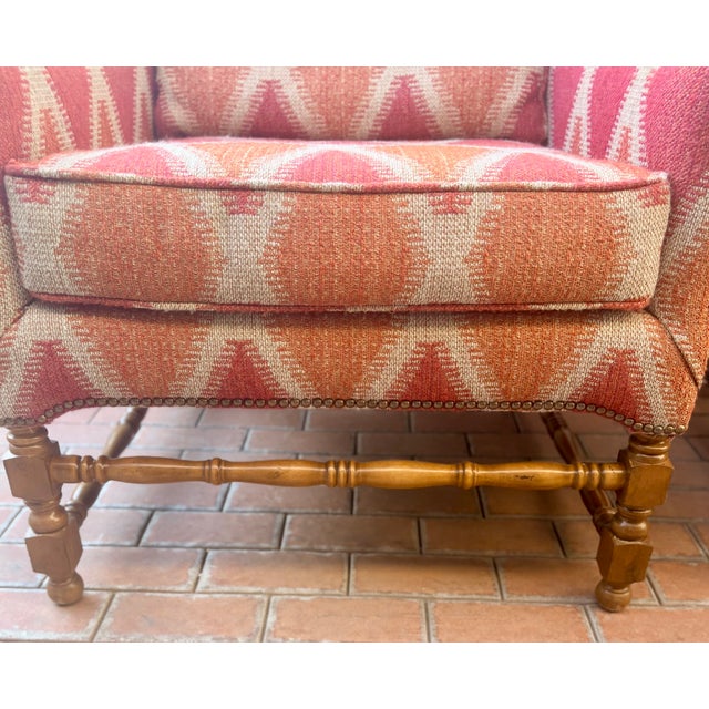 Late 20th Century Georgian Style Modern Wingback Chairs, a Pair For Sale - Image 11 of 14