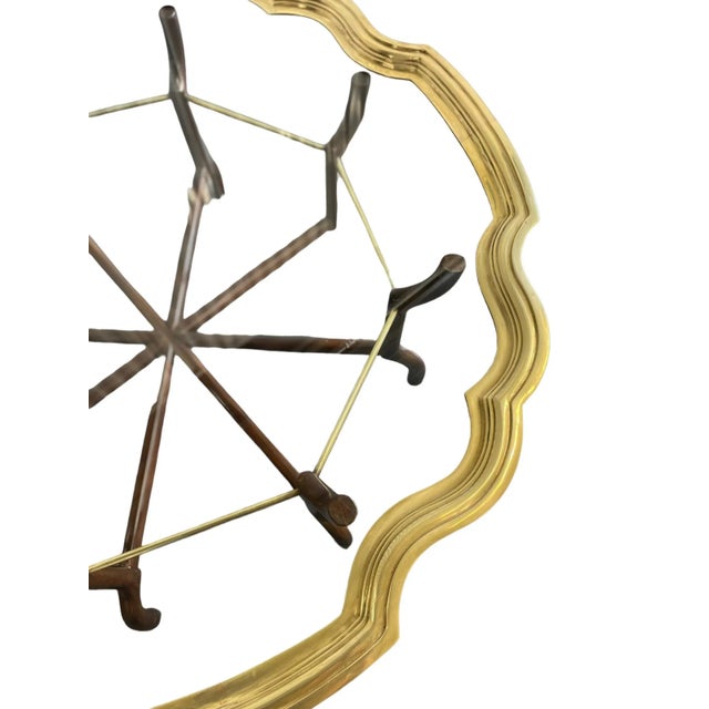 Brass Vintage Scalloped Brass and Glass Coffee Table For Sale - Image 8 of 12