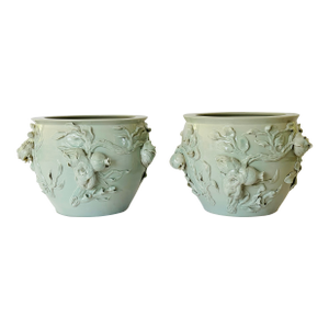 Late 19th Century Chinese Celadon Glazed Porcelain Jardinieres - A Pair