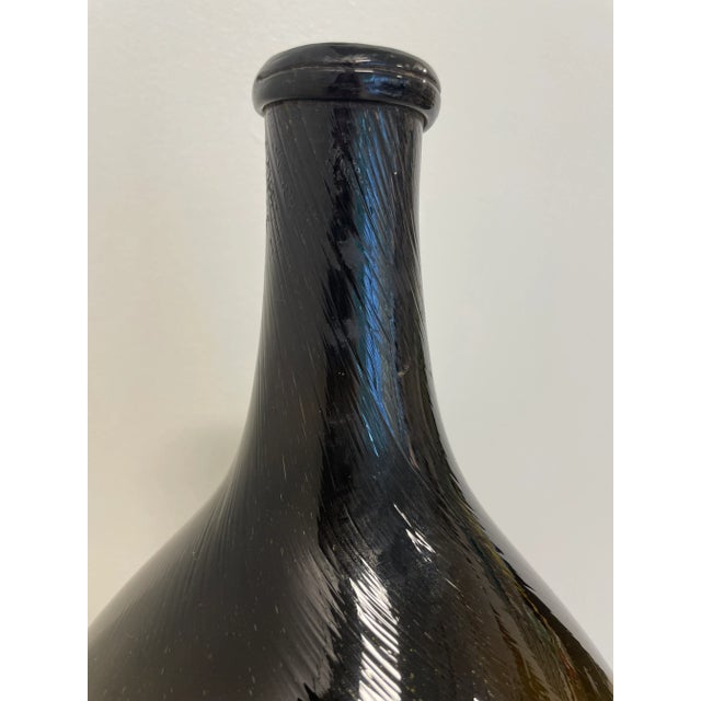 French Mid 19th Century Large Antique French Hand Blown Glass Wine Bottle For Sale - Image 3 of 8