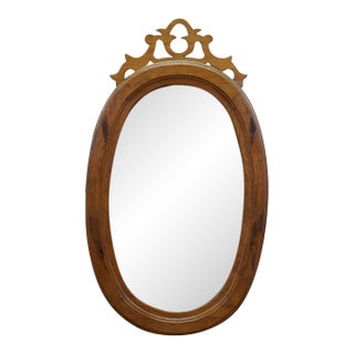 Antique Victorian Mahogany Oval Vanity Wishbone Dressing Wall Mirror 28" For Sale