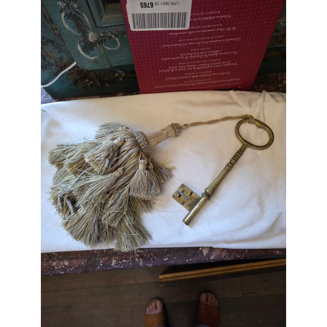 1980s Oversized Brass Key With Tassel For Sale - Image 5 of 7