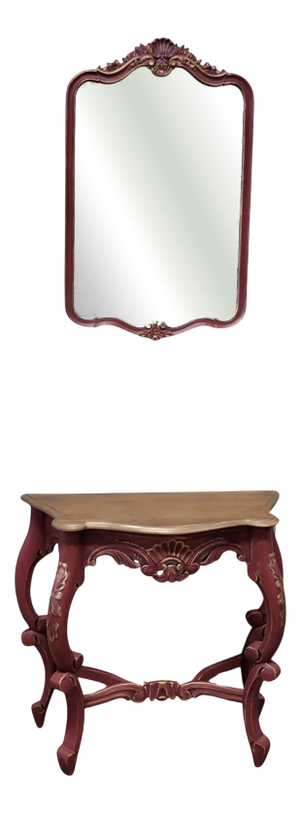 French Painted Console Table with Mirror, 1960, Set of 2