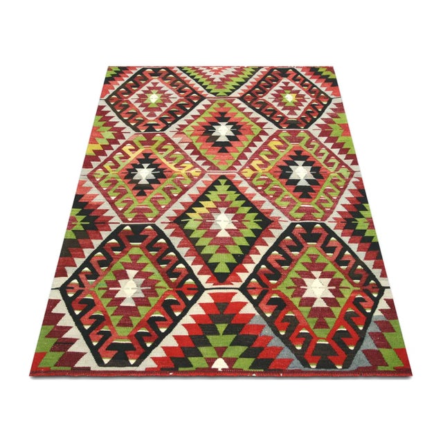 1950s 1950s Turkish Kilim Rug For Sale - Image 5 of 6