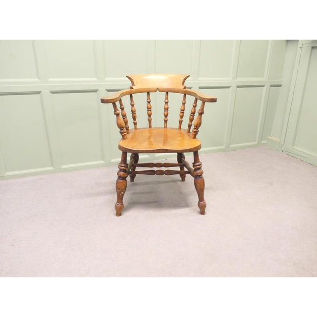 Antique Beech and Elm Smokers Desk Chair, 1800s For Sale - Image 4 of 8