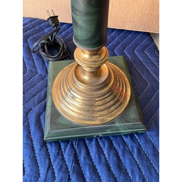 Mid 20th Century Brass and Marble Table Lamps Matching Pair For Sale - Image 4 of 6