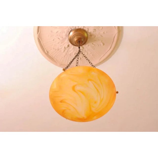 Orange Art Nouveau Orange Glass Pendant Lamp, 1920s For Sale - Image 8 of 10