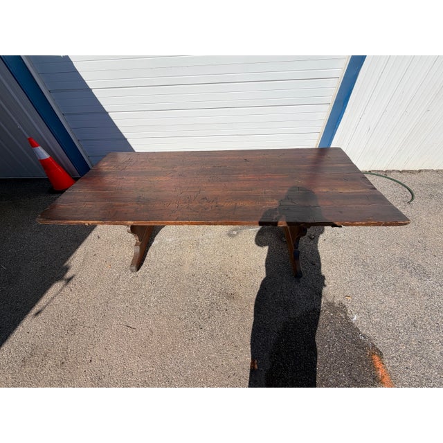 Antique French Oak Country Rustic Dining Table Circa 1800s For Sale In Philadelphia - Image 6 of 12