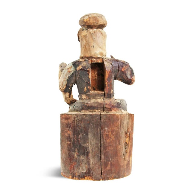 Antique Wood Carved Emperor Figure For Sale - Image 4 of 5