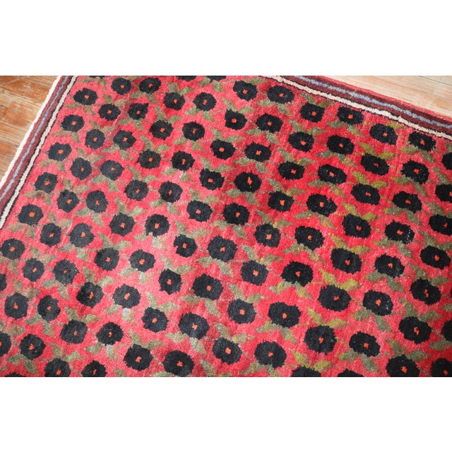 Mid-Century Modern Zabihi Collection Red Vintage Turkish Kars Rug - 6'6" x 9' For Sale - Image 3 of 12