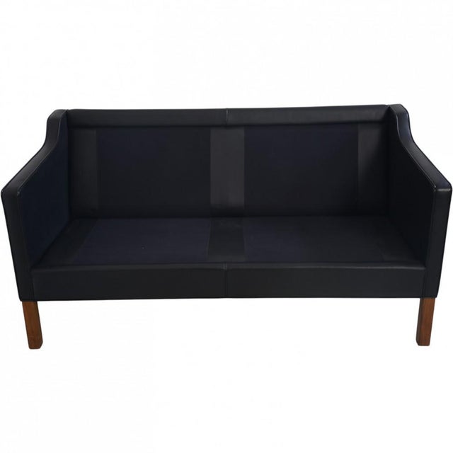 2212 Two-Seater Sofa in Black Leather by Børge Mogensen, 1980s For Sale - Image 17 of 18