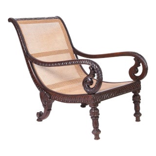 Antique British Colonial Caned and Carved Planters Chair For Sale