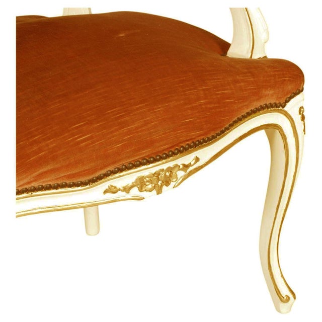 Baroque 20th Century Louis XV Venetian Ivory Lacquered and Gilt Armchair from Testolini & Salviati, Italy, 1930s For Sale - Image 3 of 11