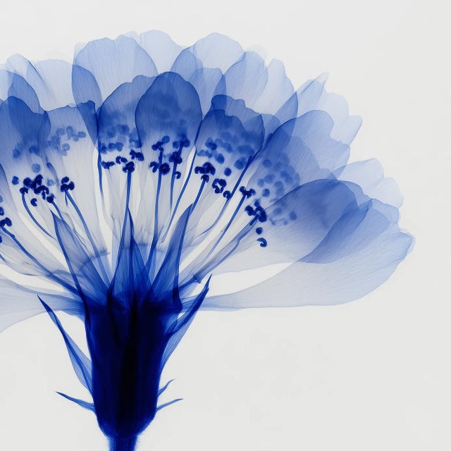 18' X 18' Abstract Blue Botanical Photograph / Organic Modern For Sale - Image 4 of 5
