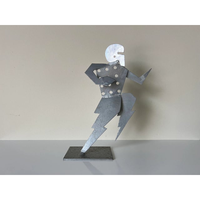 Vintage Metal Football Player Art Sculpture For Sale - Image 12 of 13