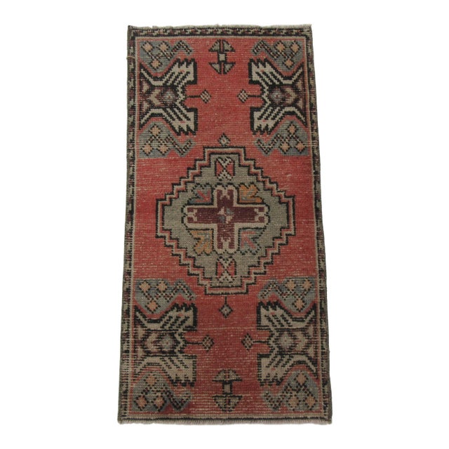 Vintage Turkish Mini Wool Rug For Sale