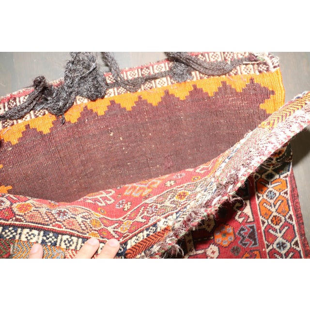 Tribal Worn Red Tribal Persian Bagface Rug no. j4213 For Sale - Image 3 of 4