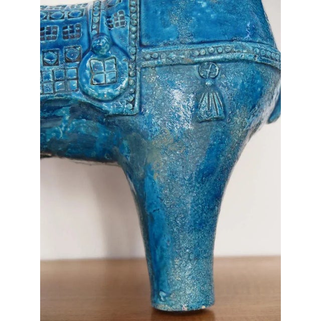 Blue Ceramic Horse Sculpture by Aldo Londi for Bitossi Fiorentino, 1960 For Sale - Image 8 of 12