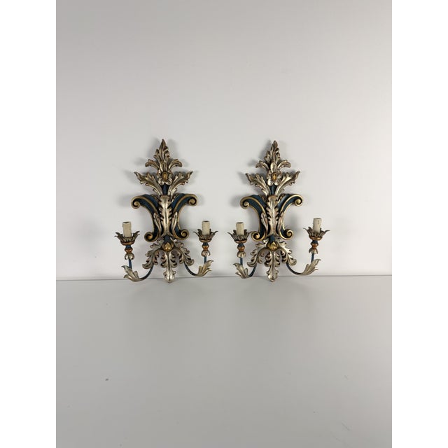 Mid-Century Modern Florentine Palladio Wall Lamps, 1973, Set of 2 For Sale - Image 3 of 15
