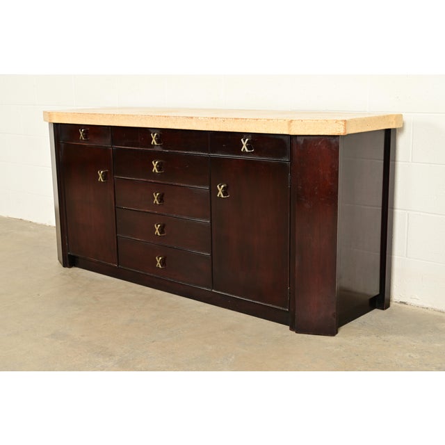 Paul Frankl for Johnson Furniture Mid-Century Modern Hollywood Regency Mahogany Sideboard or Bar Cabinet | Circa 1950s For Sale - Image 15 of 15