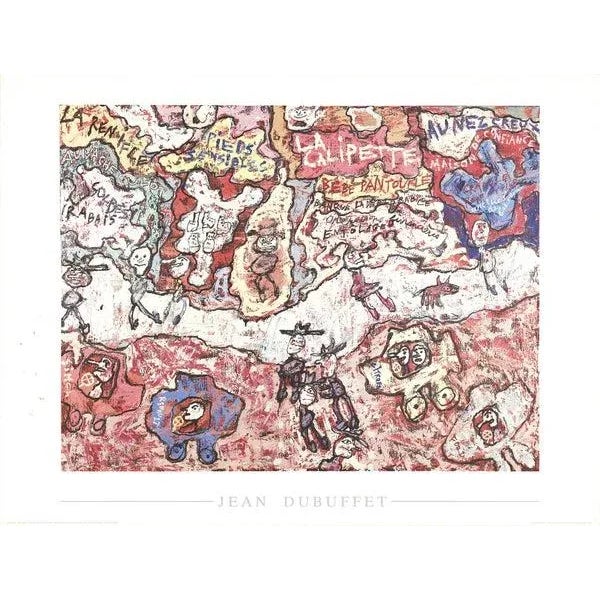 Abstract 1989 Jean Dubuffet 'La Calipette' Abstract Pink, Red & Blue Offset Lithograph For Sale - Image 3 of 3