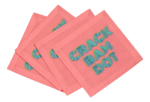 Mahjong Crack Bam Dot Petal Tendril Cotton Sateen Cocktail Napkins, Set of 4