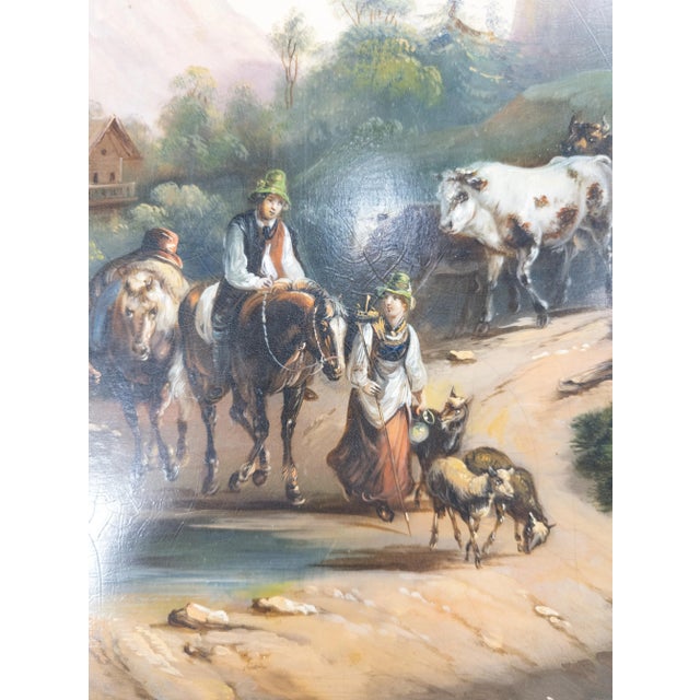 Continental European Alpine Scene Oil Painting on Tin For Sale In New York - Image 6 of 12