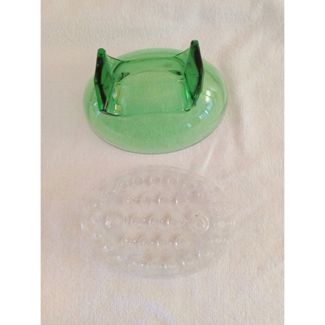 Viking Glass Company Vintage Martinsville Viking #1048 Oval Green Flower Frog For Sale - Image 4 of 5
