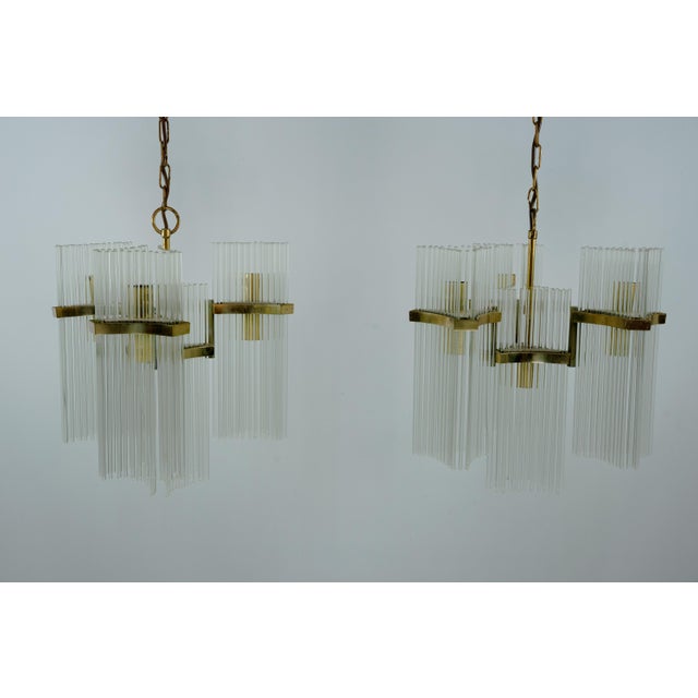 Brass and Glass Chandeliers by Gaetano Sciolari, Italy, 1970s, Set of 2 For Sale - Image 11 of 18