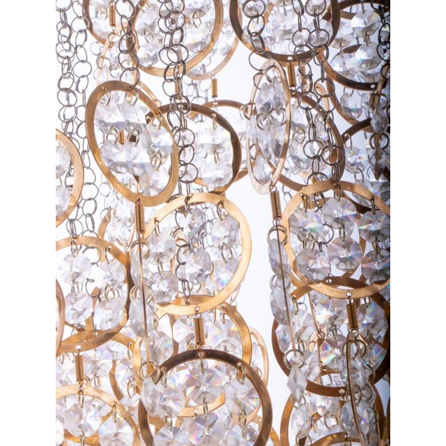 Gold Cascading 28 Chandelier Swarovski Crystal and Gilt Brass by Kurt Faustig, Munich, 1970s For Sale - Image 8 of 14