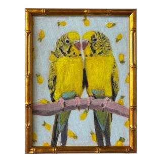 Budgies and Lemons an Original Painting by Michelle Heimann For Sale