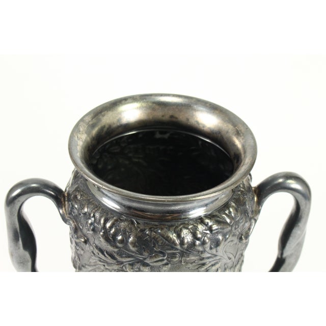 1800's Rare Reed & Barton Silvered Embossed Trophy Urn Vase Fenix Bird, Blank For Sale - Image 12 of 18